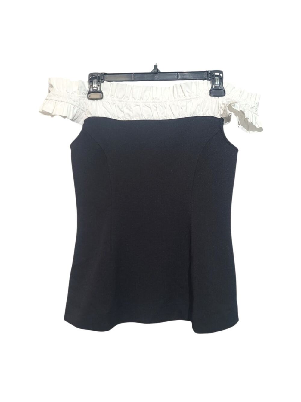 Anthropologie Maeve Off-Shoulder Ruffle Top Black/White S